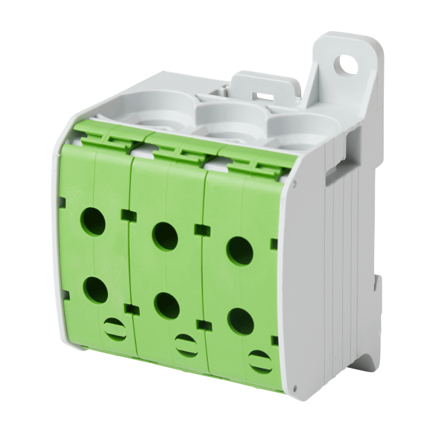 F-Tronic 7730082 Reihenklemme 95mm² 1polig 6 Anschlüsse CU/AL RKA95-1-6gnge Grün/Gelb