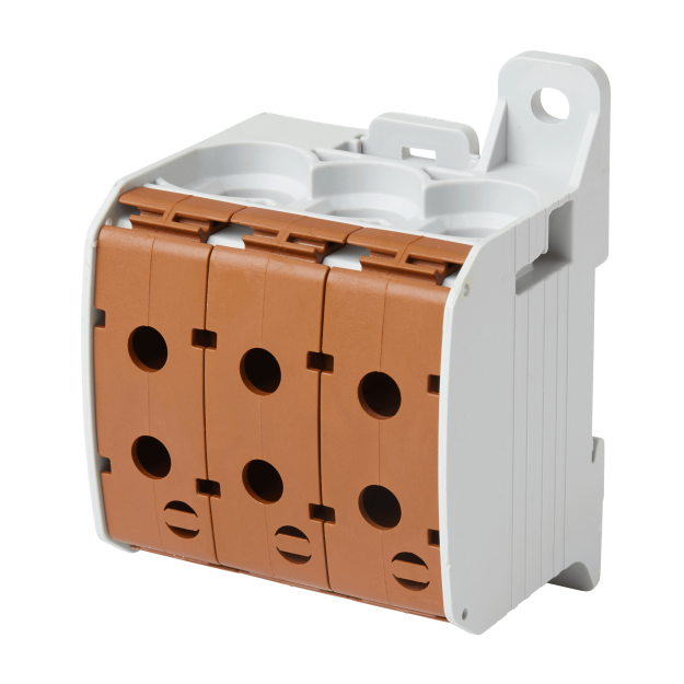 F-Tronic 7730083 Reihenklemme 95mm² 1polig 6 Anschlüsse CU/AL RKA95-1-6br Braun
