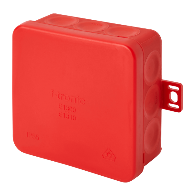 F-Tronic 7340472 FR Abzweigkasten 85x85x37mm IP55 mit Durchstoßmembran E1300rt Rot