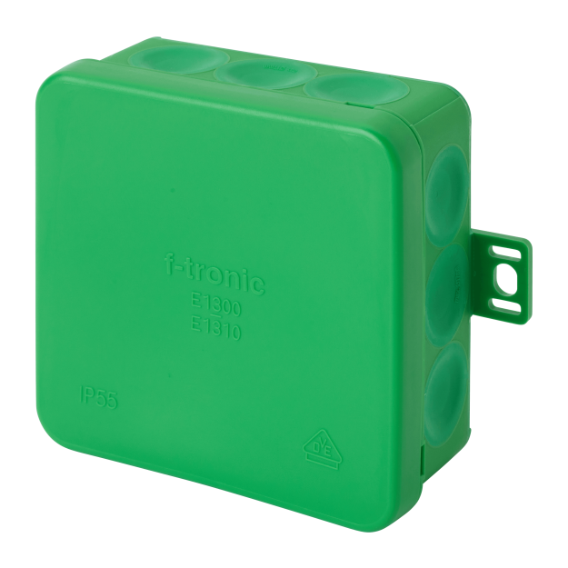 F-Tronic 7340473 FR Abzweigkasten 85x85x37mm IP55 mit Durchstoßmembran E1300gn Grün