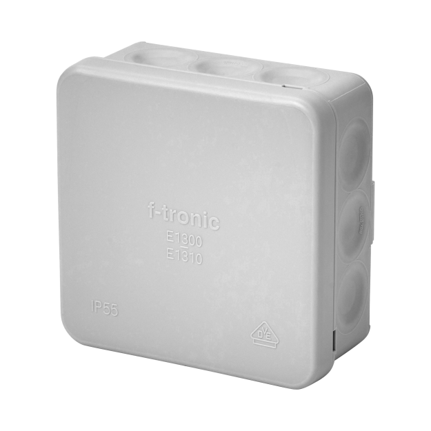 F-Tronic 7340475 FR Abzweigkasten 85x85x37mm IP55 o. Laschen m. Durchstoßmembran E1310gr Grau