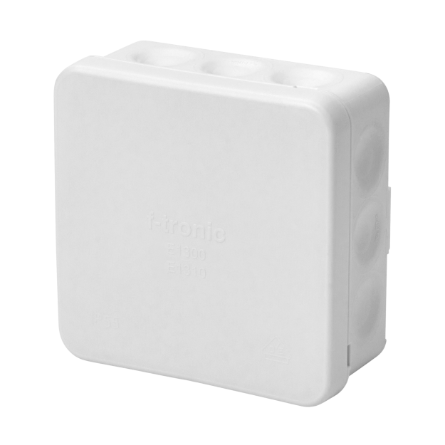 F-Tronic 7340476 FR Abzweigkasten 85x85x37mm IP55 o. Laschen m. Durchstoßmembran E1310ws Weiß