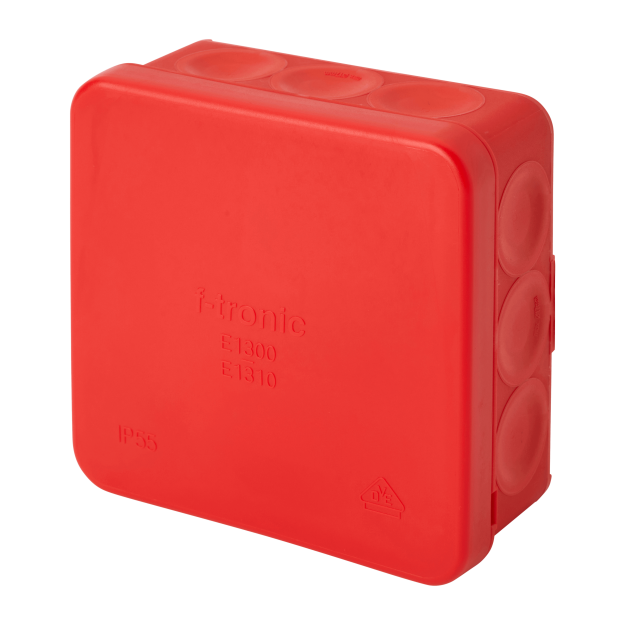 F-Tronic 7340477 FR Abzweigkasten 85x85x37mm IP55 o. Laschen m. Durchstoßmembran E1310rt Rot