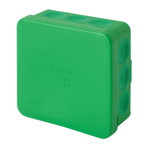 F-Tronic 7340478 FR Abzweigkasten 85x85x37mm IP55 o. Laschen m. Durchstoßmembran E1310gn Grün