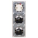 Jung Serie LS Komplett-Set Alpinweiß: LS990WW Wippe + 506U Wippschalter Universal Einsatz + 2x LS1520WW SCHUKO Steckdose + LS983WW Rahmen 3fach