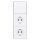 Jung Serie LS Komplett-Set Alpinweiß: LS990WW Wippe + 506U Wippschalter Universal Einsatz + 2x LS1520WW SCHUKO Steckdose + LS983WW Rahmen 3fach