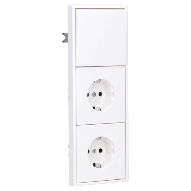 Jung Serie LS Komplett-Set Alpinweiß: LS990WW Wippe + 506U Wippschalter Universal Einsatz + 2x LS1520KIWW SCHUKO Steckdose m. erhöhter Berührungsschutz + LS983WW Rahmen 3fach
