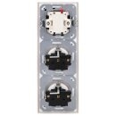 Jung Serie LS Komplett-Set Alpinweiß: LS990WW Wippe + 506U Wippschalter Universal Einsatz + 2x LS1520KIWW SCHUKO Steckdose m. erhöhter Berührungsschutz + LS983WW Rahmen 3fach