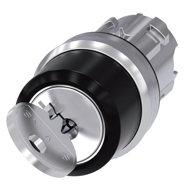 Siemens 3SU10504BF010AA0 Schlüsselschalter RONIS 22mm rund Metall hochglanz Schlüsselabzug O