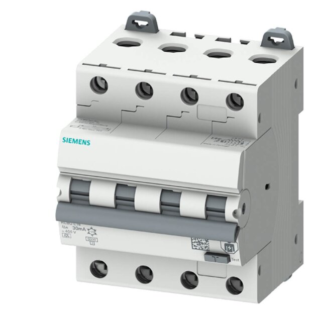 Siemens 5SU13467FP16 FI/LS-Schalter 6 kA 4P Typ A 30 mA C-Char In: 16A Un: 400V
