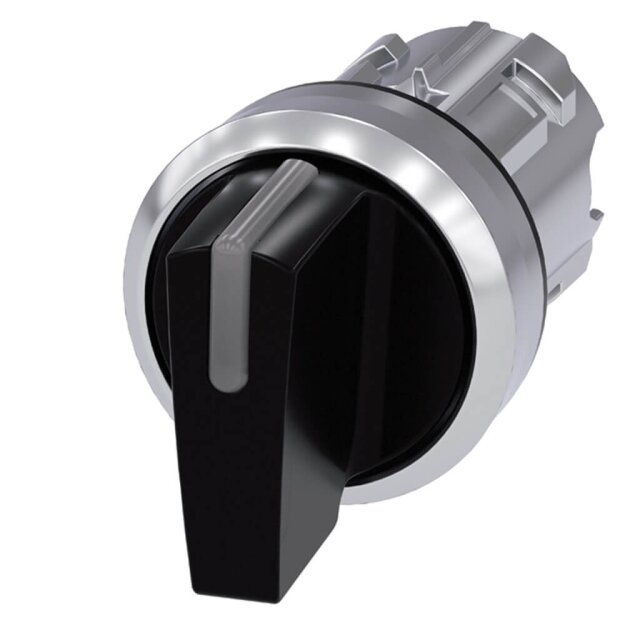 Siemens 3SU10522BM100AA0 Knebelschalter beleuchtbar 22mm rund Metall hochglanz Knebel kurz Schwarz