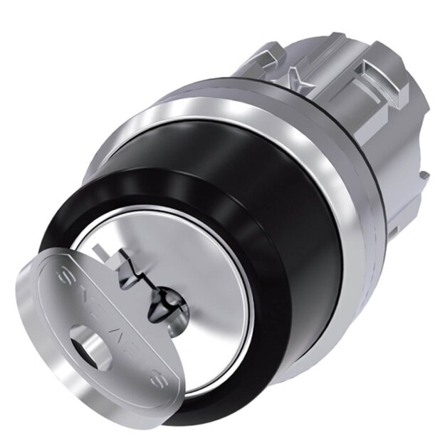 Siemens 3SU10504BC010AA0 Schlüsselschalter RONIS 22mm rund Metall hochglanz Schlüsselabzug O