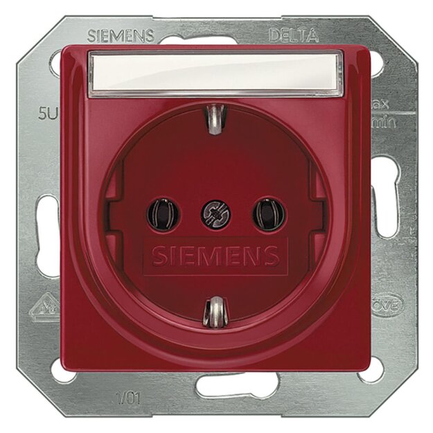 Siemens 5UB1536 DELTA i-system SCHUKO-Steckdose mit Beschriftungsfeld Rot