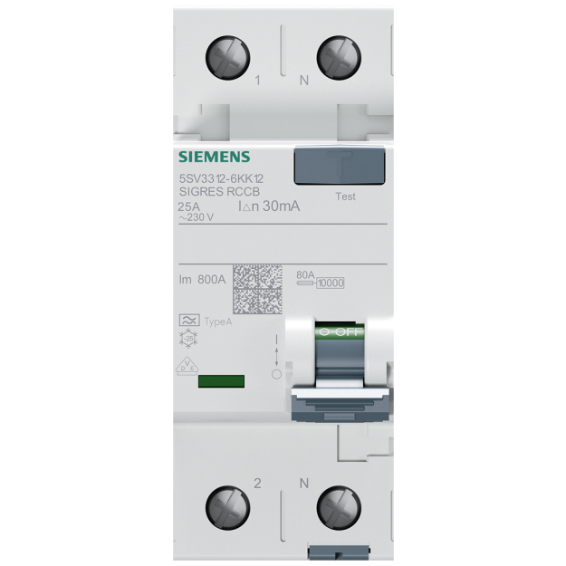 Siemens 5SV33126KK12 FI-Schutzschalter 2-polig Typ A In: 25 A 30 mA Un AC: 230 V SIGRES