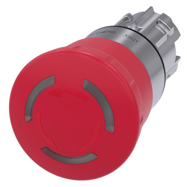 Siemens 3SU10511HB200AA0 Not-Halt-Pilzdrucktaster beleuchtet rund Metall hochglanz Rot