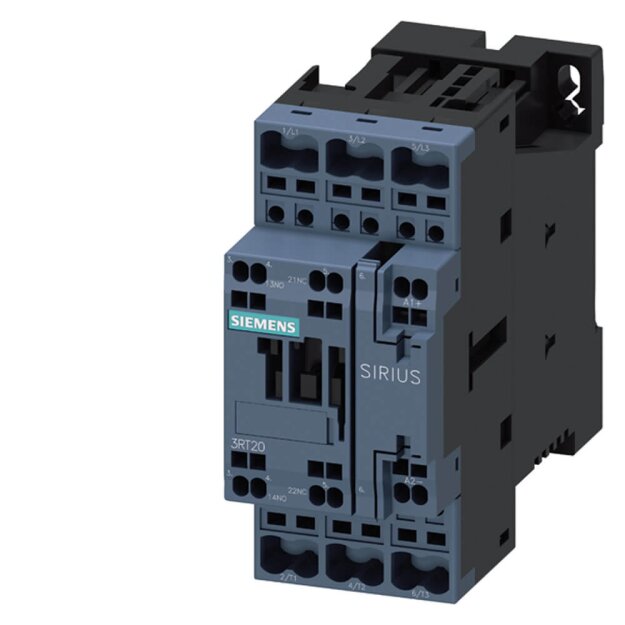 Siemens 3RT20282FB40 Schütz AC-3e 38 A/18,5 kW/400V 3-polig DC 24V 1S+1Ö Federzuganschluss