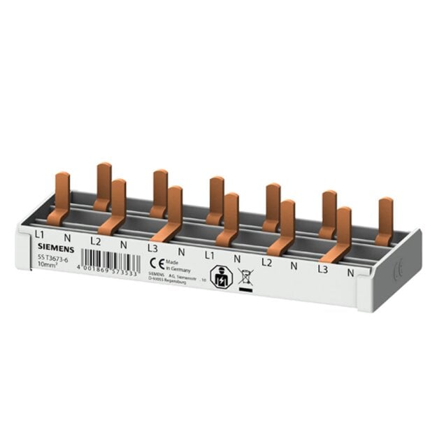 Siemens 5ST36736 Stiftsammelschiene 10mm2 4-phasig 6x (1PH+N) 113mm