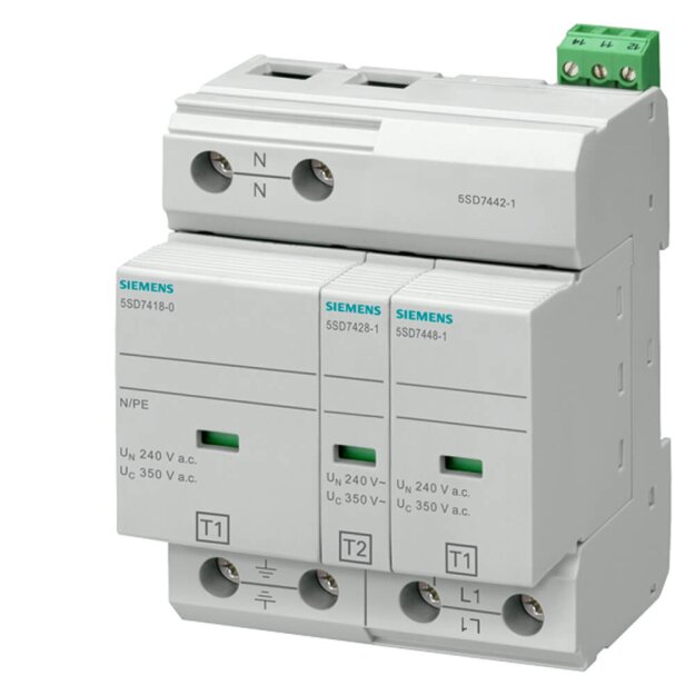 Siemens 5SD74421 Kombi-Ableiter Typ 1+2 Anforderungsklasse B+C UC 350V Schutzbausteine steckbar