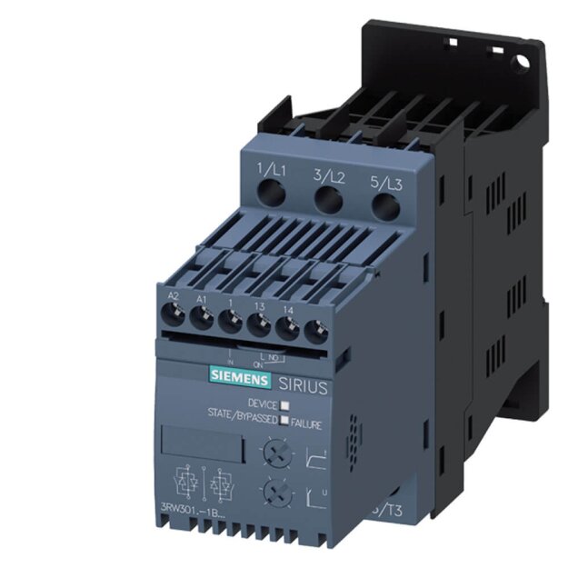 Siemens 3RW30131BB04 Sanftstarter S00 3,6A 1,5kW/400V 40 Grad AC200-480V AC/DC24V