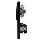 Jung Serie LS Komplett-Set Schwarz: LS995SW Serienwippe + 505U Wippschalter Serien + LS1520KISW SCHUKO Steckdose mit erhöhtem Berührungsschutz + LS982SW Rahmen 2fach