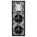 Jung Serie LS Komplett-Set Schwarz: 506U Wippschalter Universal + LS990SW Wippe + 2x LS1520KISW SCHUKO Steckdose mit Berührungsschutz + LS983SW Rahmen 3-fach