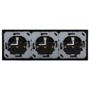 Jung Serie LS Komplett-Set Schwarz: 3x LS1520KISW SCHUKO Steckdose mit Berührungsschutz + LS983SW Rahmen 3-fach