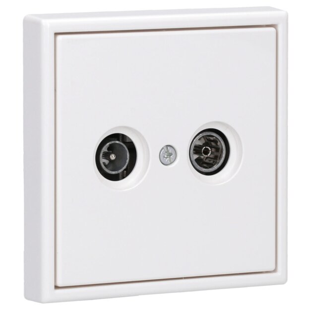 Jung Serie LS Komplett-Set Alpinweiß: Antennensteckdose EDU 04 F + LS990TVWW Abdeckung f. SAT-TV-Steckdose + LS981WW Rahmen 1-fach