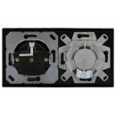 Jung Serie LS Komplett-Set Schwarz: Cat.6A iso-Anschlussdose + LS969-1UASW Abdeckung f. IAE/UAE-Anschlussdose + LS1520SW SCHUKO Steckdose + LS982SW Rahmen 2-fach