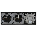 Jung Serie LS Komplett-Set Schwarz: Cat.6A iso-Anschlussdose + LS969-1UASW Abdeckung f. IAE/UAE-Anschlussdose + 2x LS1520SW SCHUKO Steckdose + LS983SW Rahmen 3-fach