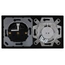 Jung Serie LS Komplett-Set Schwarz: Cat.6A iso-Anschlussdose 2-fach + LS969-2UASW Abdeckung f. IAE/UAE-Anschlussdose + LS1520SW SCHUKO Steckdose + LS982SW Rahmen 2-fach