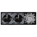 Jung Serie LS Komplett-Set Schwarz: Cat.6A iso-Anschlussdose 2-fach + LS969-2UASW Abdeckung f. IAE/UAE-Anschlussdose + 2x LS1520SW SCHUKO Steckdose + LS983SW Rahmen 3-fach