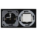 Jung Serie LS Komplett-Set Schwarz: TAE-Anschlussdose TAE 3x6 NFN Up 0 rw + LS969TSW Abdeckung f. TAE-Anschlussdose + LS1520SW SCHUKO Steckdose + LS982SW Rahmen 2-fach