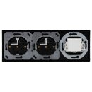 Jung Serie LS Komplett-Set Schwarz: TAE-Anschlussdose TAE 3x6 NFN Up 0 rw + LS969TSW Abdeckung f. TAE-Anschlussdose + 2x LS1520SW SCHUKO Steckdose + LS983SW Rahmen 3-fach