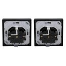 JUNG LS IP 44 Set Schwarz: 2x LS1520KLSW SCHUKO Steckdose m.Klappdeckel + 2x 551WU Dichtungsflansch + 2x LS981SW Rahmen 1-fach