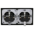 JUNG LS IP 44 Set Schwarz: 2x LS1520KLSW SCHUKO Steckdose m.Klappdeckel + 2x 551WU Dichtungsflansch + LS982SW Rahmen 2-fach