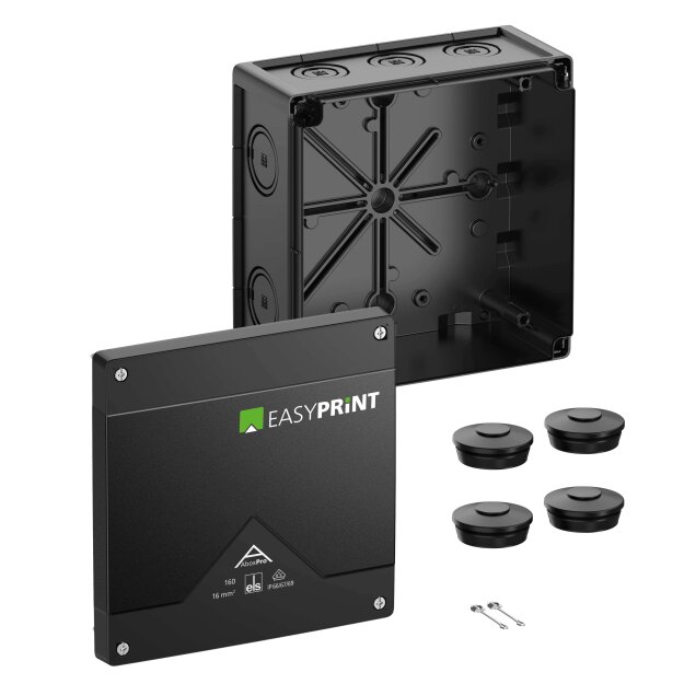 Spelsberg 416000EP Abzweigkasten Schutzart IP66/IP67/IP69 max. 16² Schlagfestigkeit IK09 Schutzklasse II Ui 1000V AC Ui 1000V DC DLG DNV VDE halogenfrei Abox Pro 160-L/sw EasyPrint