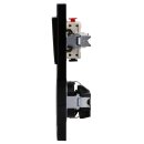 Jung Serie A Komplett-Set Schwarz: 505U Wippschalter Serien + A595SW Wippe + A1520SW SCHUKO Steckdose + A5582BFSW 2-fach Rahmen