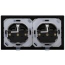 JUNG A IP 44 Set Schwarz: 2x A1520KLSW SCHUKO Steckdose mit Klappdeckel + 2x 551WU Dichtungsflansch + A5582BFSW 2-fach Rahmen