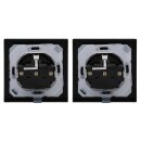 2x JUNG A IP 44 Set Schwarz: A1520KLSW SCHUKO Steckdose mit Klappdeckel + 551WU Dichtungsflansch + A5581BFSW 1-fach Rahmen