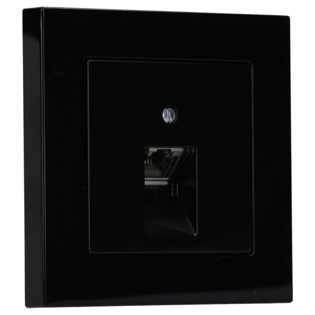 Jung Serie A Komplett-Set Schwarz: Cat.6A iso-Anschlussdose UAE-Cat.6A iso-8 Up 0 + A569-1PLUASW Abdeckung f. IAE/UAE-Anschlussdose + A5581BFSW Rahmen 1-fach
