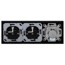 Jung Serie A Komplett-Set Schwarz: Cat.6A iso-Anschlussdose UAE-Cat.6A iso-8 Up 0 + A569-1PLUASW Abdeckung + 2x A1520SW SCHUKO Steckdose + A5583BFSW Rahmen 3-fach