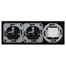 Jung Serie A Komplett-Set Schwarz: TAE-Anschlussdose TAE 3x6 NFN Up 0 rw + A569PLTSW Abdeckung f. TAE-Anschlussdose + 2x A1520SW SCHUKO Steckdose + A5583BFSW Rahmen 3-fach