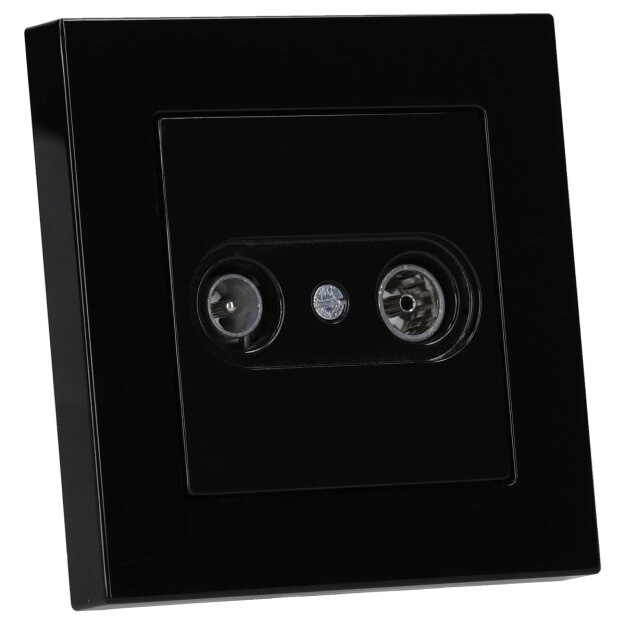 Jung Serie A Komplett-Set Schwarz: Antennensteckdose EDU 04 F + A561PLTVSW Abdeckung f. Antennen-Steckdose + A5581BFSW Rahmen 1-fach