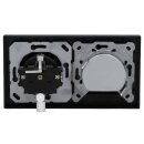 Jung Serie A Komplett-Set Schwarz: Antennensteckdose EDU 04 F + A561PLTVSW Abdeckung f. Antennen-Steckdose + A1520SW SCHUKO Steckdose + A5582BFSW Rahmen 2-fach
