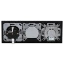 Jung Serie A Set Schwarz:  Antennensteckdose EDU 04 F + A561PLTVSW Abdeckung + Cat.6A iso-Anschlussdose iso-8/8 Up 0 + A569-2BFPLUASW Abdeckung + A1520SW Steckdose + A5583BFSW Rahmen 3-fach