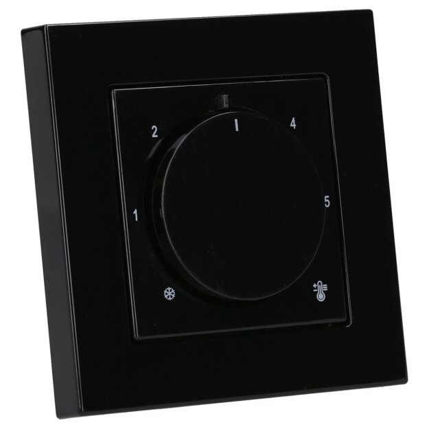 Jung Serie A Komplett-Set Schwarz: RTR230 Raumthermostat (Öffner) 230 V + A1749BFSW Abdeckung für Raumtemperaturregler + A5581BFSW Rahmen 1-fach