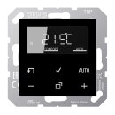 Jung Serie A Komplett-Set Schwarz: TRDA1790SW Raumtemperaturregler mit Display Standard + A5581BFSW Rahmen 1-fach