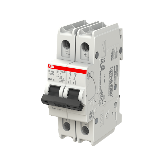 ABB SU202DC-Z2 Sicherungsautomat Z-Charakteristik 14kA 2A 2P UL489 für Gleichspannung bis 250 V DC 2CDS272527R0278