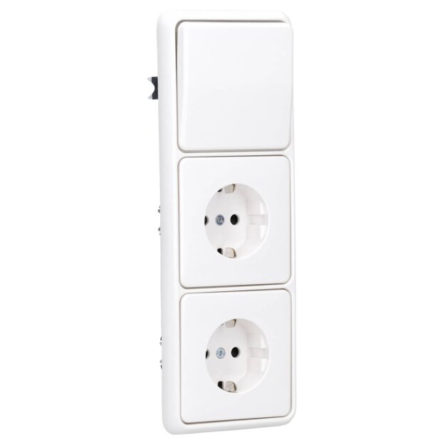 Jung Serie CD Komplett-Set Alpinweiß: CD590WW Wippe f. Schalter/Taster + 506U Wippschalter Universal + 2x CD1520KIWW SCHUKO Steckdose m. Berührungsschutz + CD583WW Rahmen 3fach