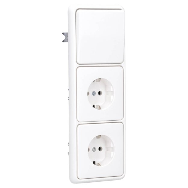 Jung Serie CD Komplett-Set Alpinweiß: CD590WW Wippe f. Schalter/Taster + 506U Wippschalter Universal + 2x CD1520WW SCHUKO Steckdose + CD583WW Rahmen 3fach